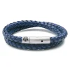 Lucleon Collins | Bracelet à Double Tour En Cuir Bleu Marine 6 Mm 16