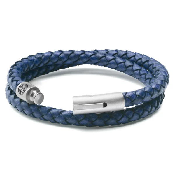 Lucleon Collins | Bracelet à Double Tour En Cuir Bleu Marine 6 Mm 3