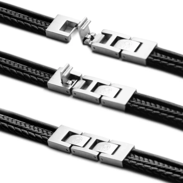 Lucleon Bracelet Roy à Simple Tout En Cuir Foncé Avec Fermoir Argenté 6