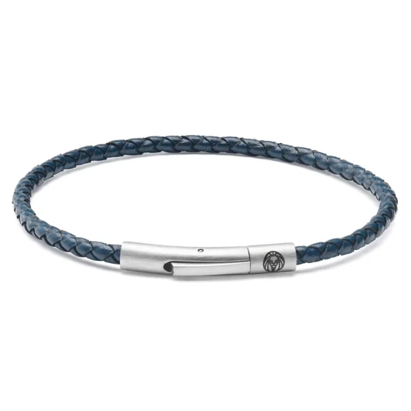 Lucleon Collins | Bracelet En Cuir Tressé Bleu Marine 3 Mm 1