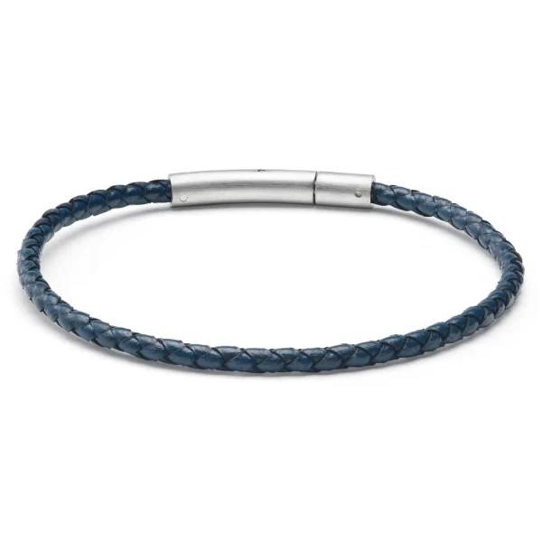Lucleon Collins | Bracelet En Cuir Tressé Bleu Marine 3 Mm 3