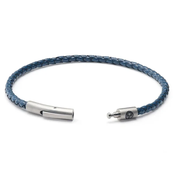 Lucleon Collins | Bracelet En Cuir Tressé Bleu Marine 3 Mm 4