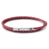 Lucleon Collins | Bracelet à Double Tour En Cuir Tressé Rouge 3 Mm 22