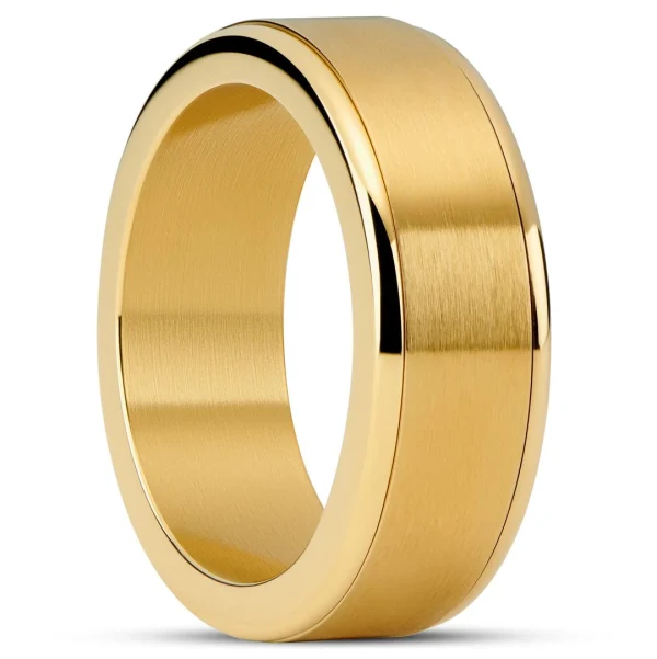 Seizmont Enthumema | Anneau Anti-stress En Acier Brossé Couleur Or – 8 Mm 1
