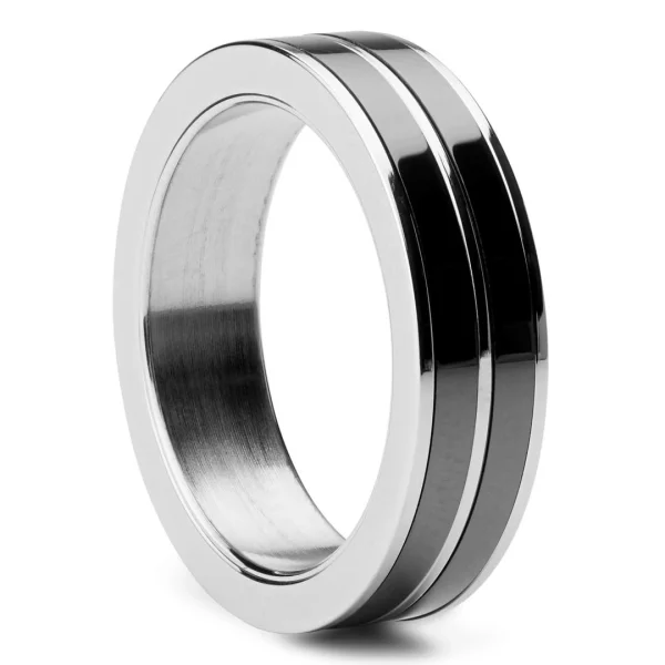 Lucleon Bague En Acier Et En Céramique Noir Et Argent 1
