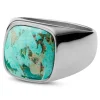 Lucleon Chevalière Argentée Gravel Len à Pierre De Chrysocolle 20