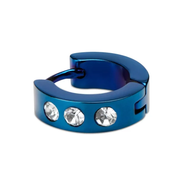 Fort Tempus Boucle D’oreille En Métal Bleu à Cristaux 1