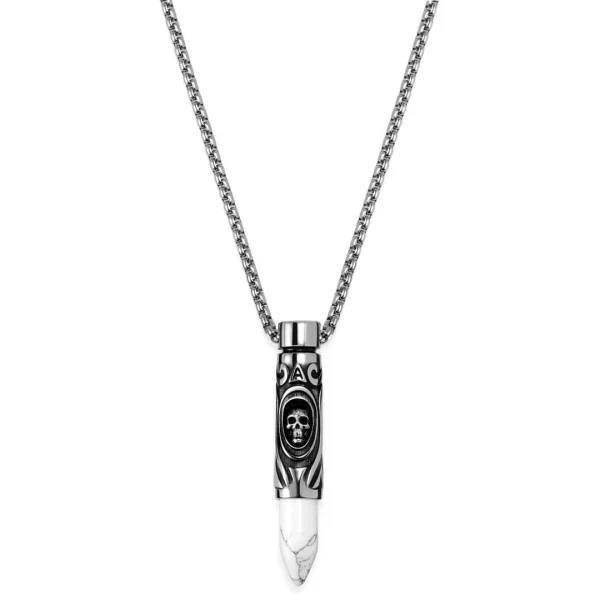 Arkai Collier Rico à Pendentif En Forme De Cartouche Argentée Et Turquoise Blanche 1