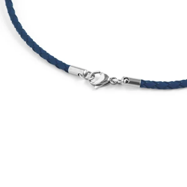 Collin Rowe Collier En Cuir Bleu Tissé 3mm 6