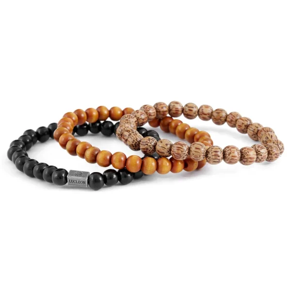 Lucleon Set De Trois Bracelets Noir Et Bruns 3
