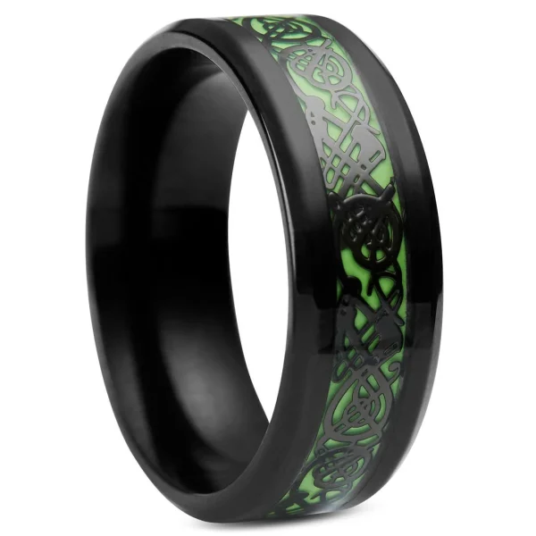 Fort Tempus Bague Phosphorescente à Motif De Dragon Celtique 1