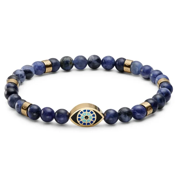 Waykins Evil Eye | Bracelet En Perles De Sodalite Avec Pendentifs Dorés – 6 Mm 1