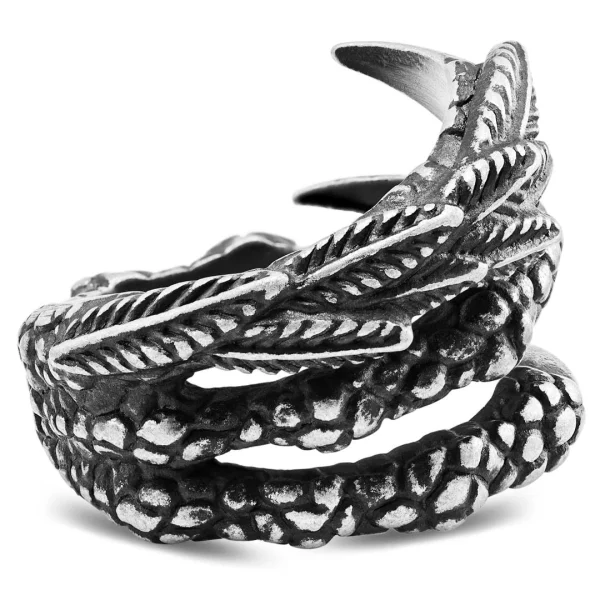 Moody Mason Bague « La Griffe De Dragon » Noire & Acier 5