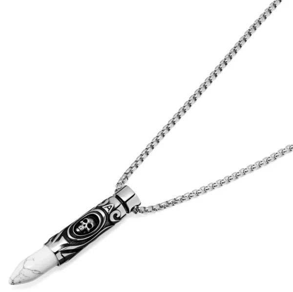 Arkai Collier Rico à Pendentif En Forme De Cartouche Argentée Et Turquoise Blanche 5