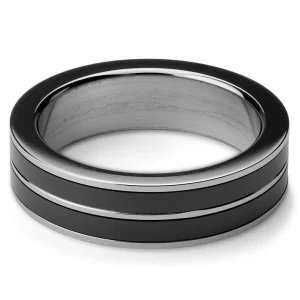 Lucleon Bague En Acier Et En Céramique Noir Et Argent 10
