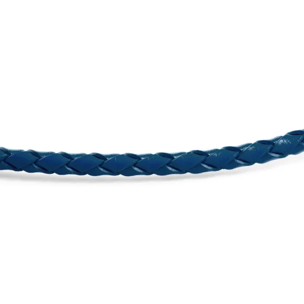 Collin Rowe Collier En Cuir Bleu Tissé 3mm 3