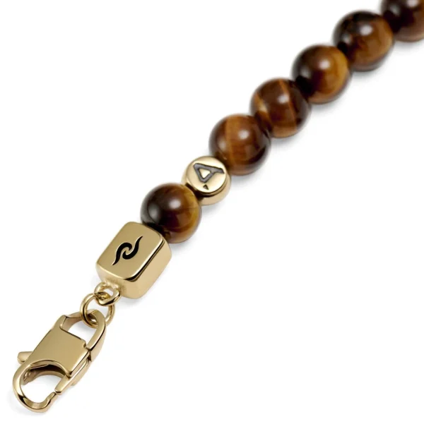Arkai Bracelets Dorés Rico En Pierre De Lave, Oeil De Tigre Et Pendentif Crâne 6