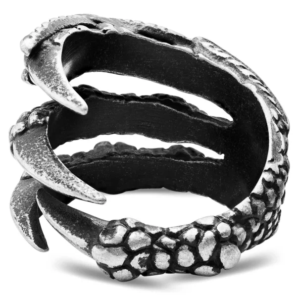 Moody Mason Bague « La Griffe De Dragon » Noire & Acier 6