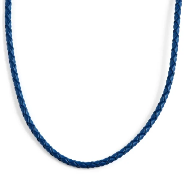 Collin Rowe Collier En Cuir Bleu Tissé 3mm 1