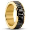 Seizmont Enthumema | Anneau Anti-stress En Acier Doré Et Zircones Noires – 8 Mm 20