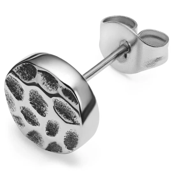 Arkai Orphic | Clou D’oreille En Acier Inoxydable Argenté à Finition Martelée – 8 Mm 1
