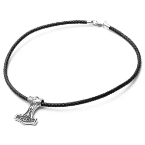 Fort Tempus Collier En Cuir Noir Et Pendentif Viking Double Face 16