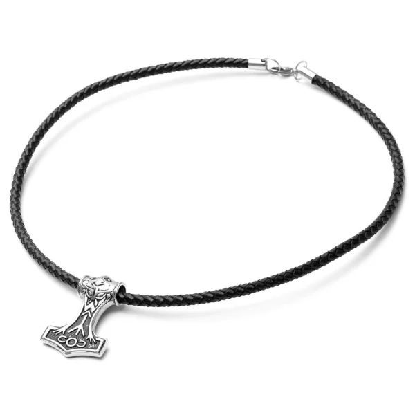 Fort Tempus Collier En Cuir Noir Et Pendentif Viking Double Face 6