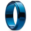 Lucleon Ferrum | Anneau à Bords Biseautés En Acier Inoxydable Bleu Poli – 8 Mm 22