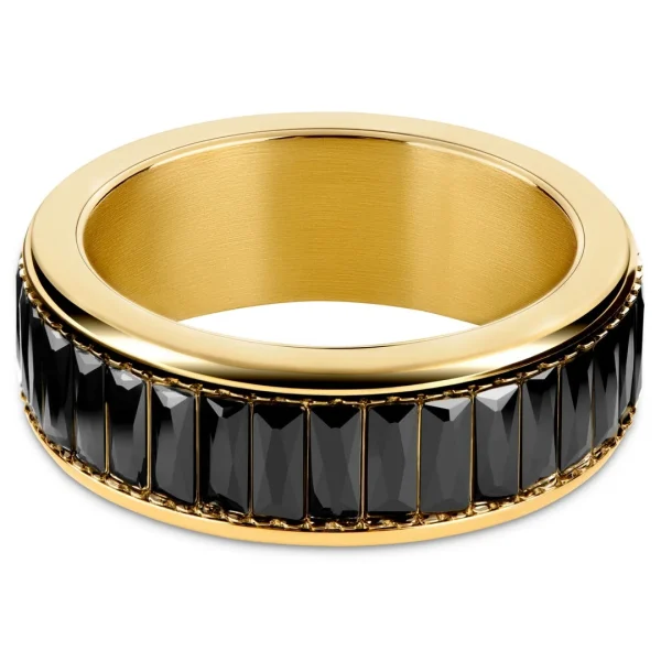 Seizmont Enthumema | Anneau Anti-stress En Acier Doré Et Zircones Noires – 8 Mm 3