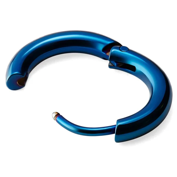 Lucleon Boucle D’oreille Créole En Acier Bleu 3