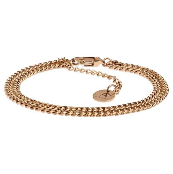 Arkai Bracelet Rico – Gourmette à Double Chaîne Couleur Or Rose 1