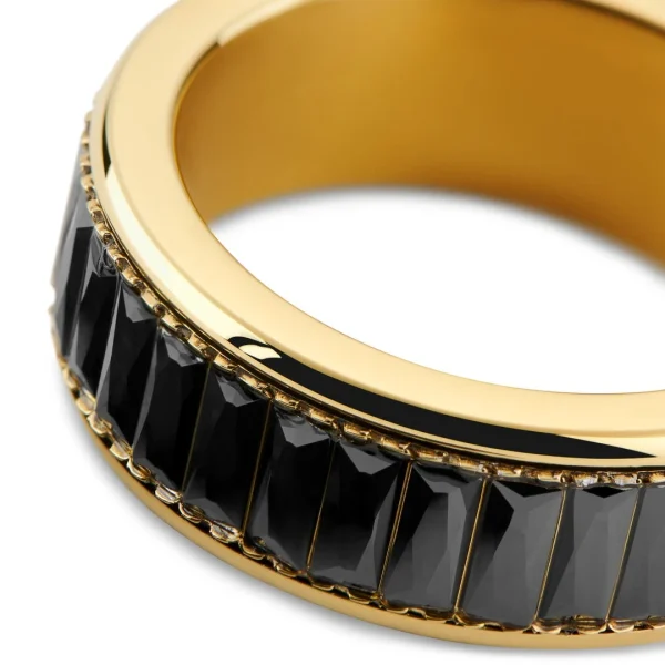 Seizmont Enthumema | Anneau Anti-stress En Acier Doré Et Zircones Noires – 8 Mm 4