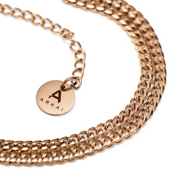 Arkai Bracelet Rico – Gourmette à Double Chaîne Couleur Or Rose 5