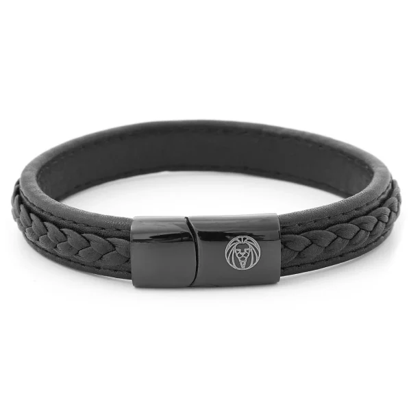 Lucleon Bracelet En Cuir Noir Rétro 1