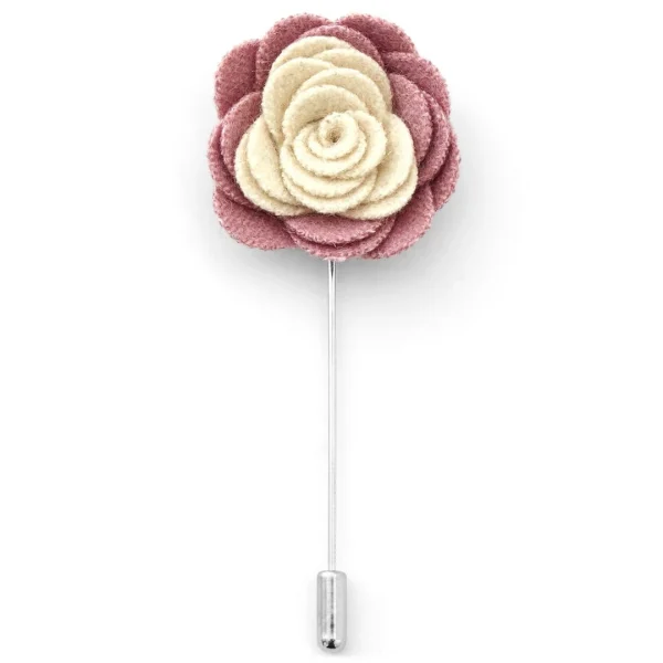 Warren Asher Broche Pour Homme Crème Et Rose Pale 1
