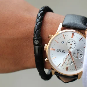 Lucleon Bracelet En Cuir Noir Black & Black 12