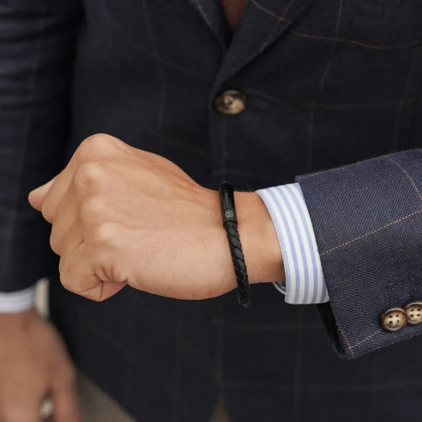 Lucleon Bracelet En Cuir Noir Black & Black 3