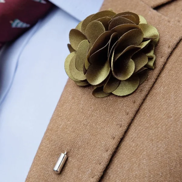 Warren Asher Broche Pour Homme à Fleur De Couleur Olive Deluxe 4