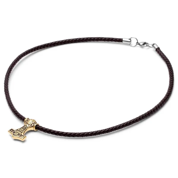 Fort Tempus Collier En Cuir Brun Triquetra Double Face 4