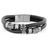 Fort Tempus Bracelet En Cuir Noir Et Crânes En Acier 17