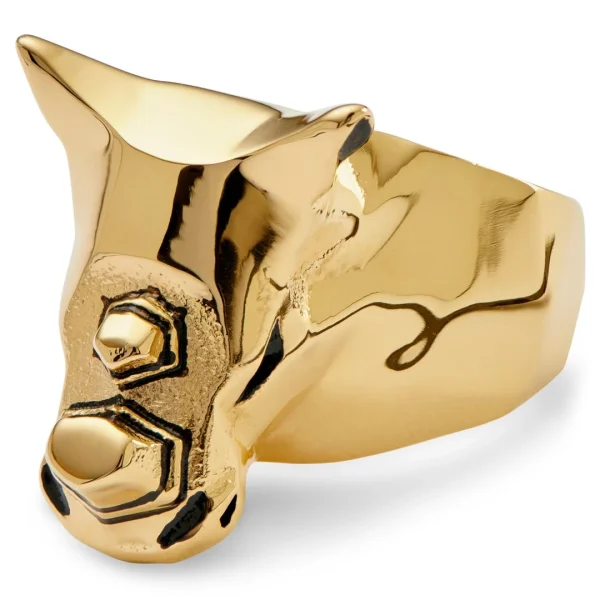 Moody Mason Bague Dorée à Tête De Rhino Mack 1