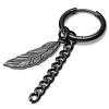 Lucleon Boucle D’oreille En Acier Noir Avec Pendentifs Plume Et Chaîne 22