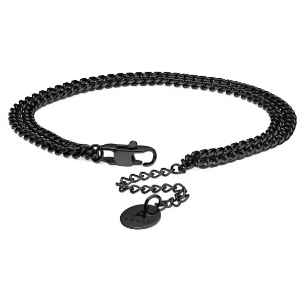 Arkai Bracelet Rico – Gourmette à Double Chaîne Noire 4