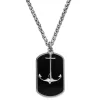 Lucleon Collier Tadd En Acier Avec Ancre Et Plaque Militaire 14