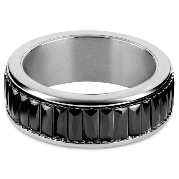 Seizmont Enthumema | Anneau Anti-stress En Acier Inoxydable Argenté Et Zircones Noires – 8 Mm 3