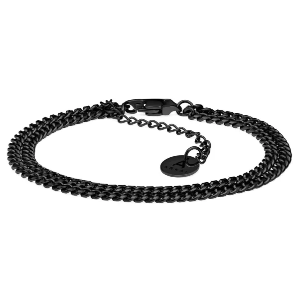Arkai Bracelet Rico – Gourmette à Double Chaîne Noire 1