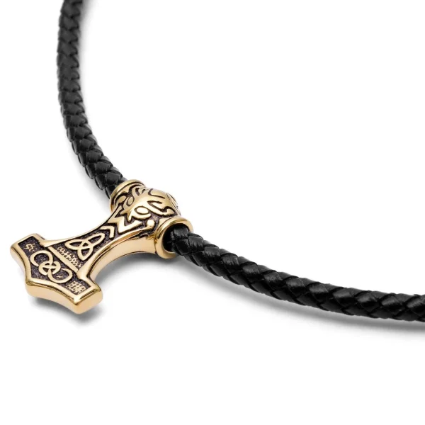 Fort Tempus Collier En Cuir Noir Et Pendentif Triquètre Double Face 5