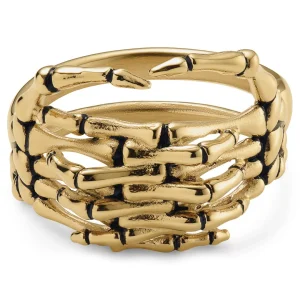 Lucleon Aspero | Bague Mains De Squelette En Acier Inoxydable Doré 8