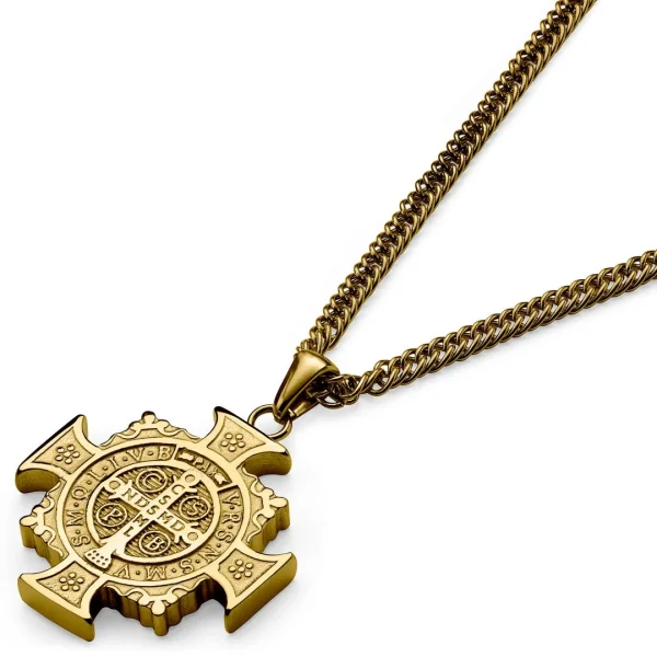 Lucleon Sanctus | Collier Doré à Pendentif Croix De Saint-Benoît 6
