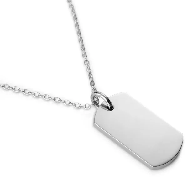 Lucleon Collier à Plaque Militaire Argentée 4